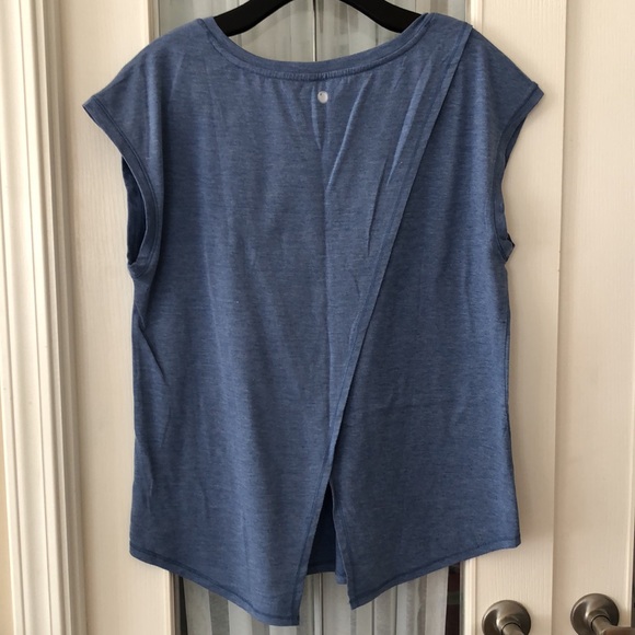 Yogalicious Blue Cap Sleeve Cross Back Tee - Picture 3 of 3